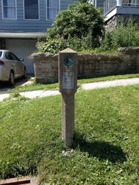 Here's one of those rare 1928 concrete Lincoln Highway markers at the eastern end of Stoystown, PA. Once there were around 3,000 across the United Sates, about a mile apart from each other. In Pennsylvania, only a handful have survived. (Photo by Jennifer Sopko)